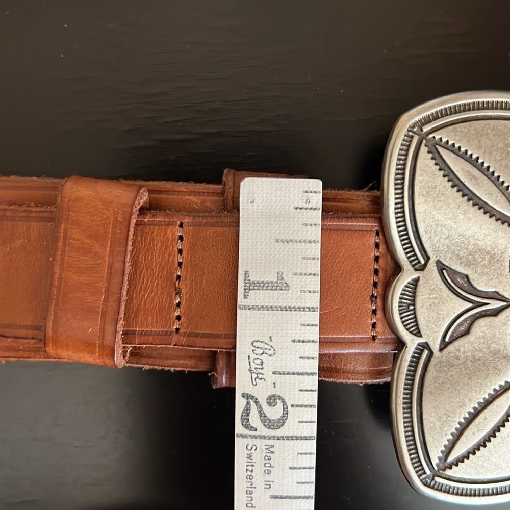 Brown Leather Belt with Silver Buckle - Picture 9 of 14